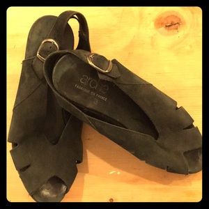 Arche black leather sandals